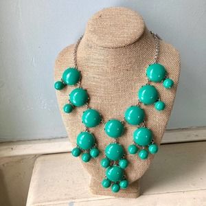 Statement Teal Bubble Necklace Adjustable Silver tone Chain